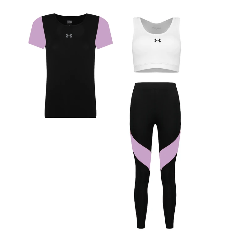 ست سه تکه لباس ورزشی زنانه مدل 1401-1801-7101 رنگ مشکی