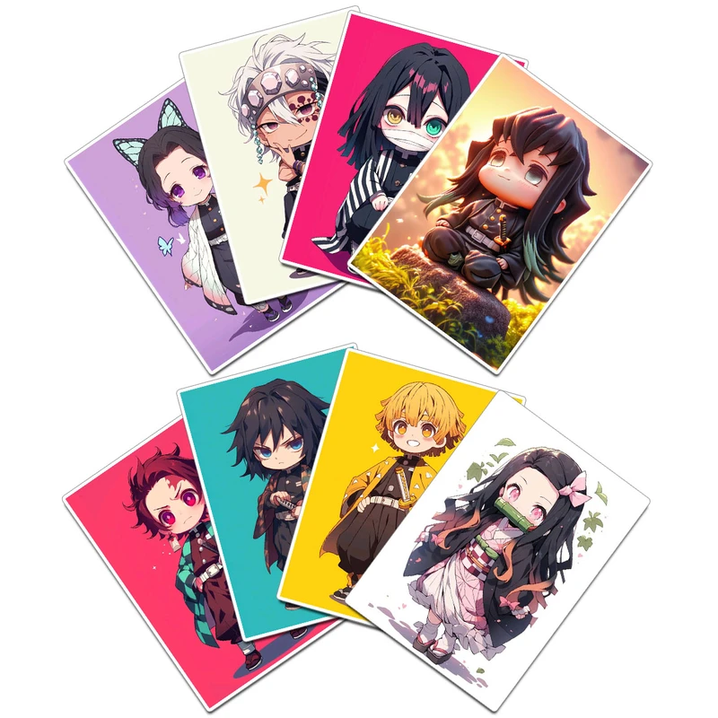 استیکر لپ تاپ و موبایل گوفی مدل انیمه شیطان کش طرح Demon Slayer Anime کد SLAYER02 مجموعه 8 عددی