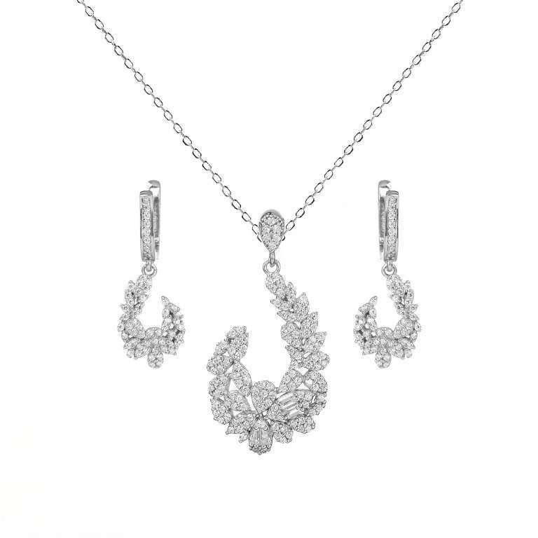 نیم ست نقره زنانه مدل ترمه کد BARF9