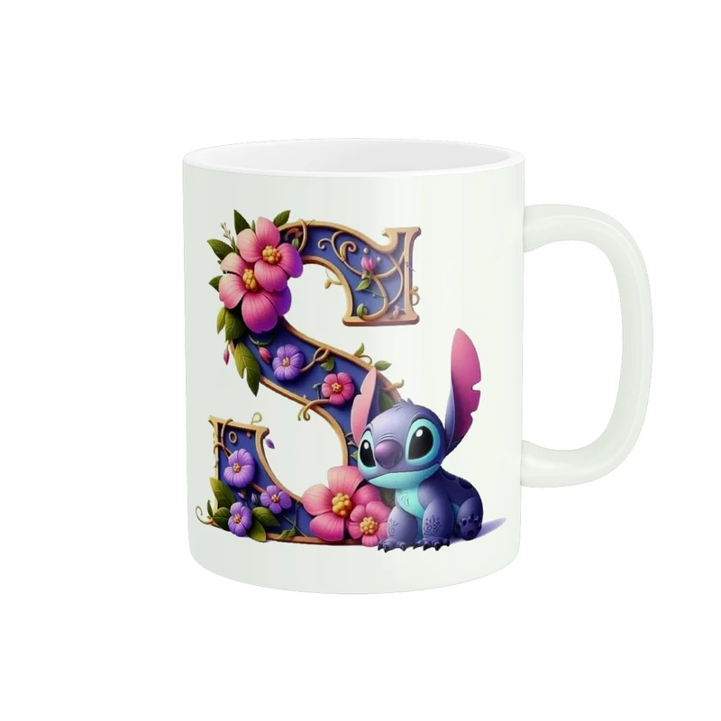 ماگ پادآفرین مدل اسم حرف S با کاراکتر استیچ کد 020