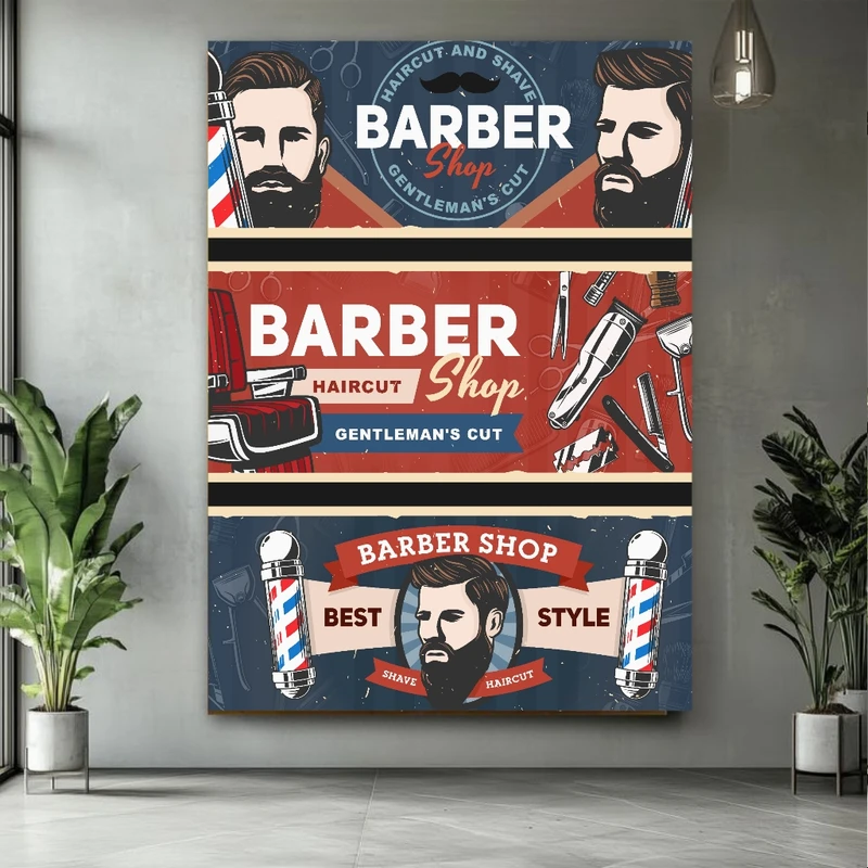 تابلو بوم طرح مخمل آرایشگاه مردانه مدل BARBER SHOP کد M381