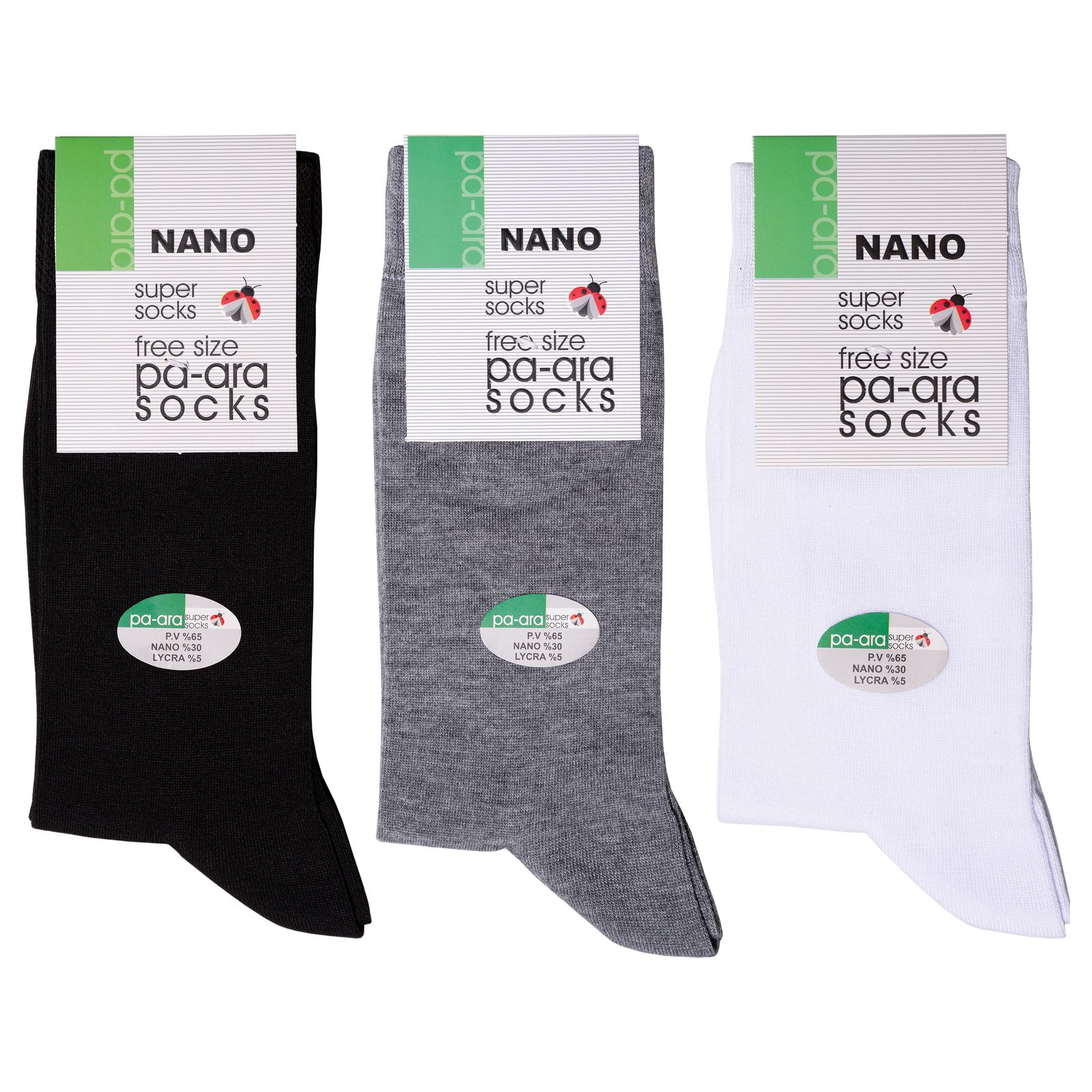 جوراب مردانه پاآرا مدل نانو 30 کد 1003 مجموعه 3 عددی -  - 1
