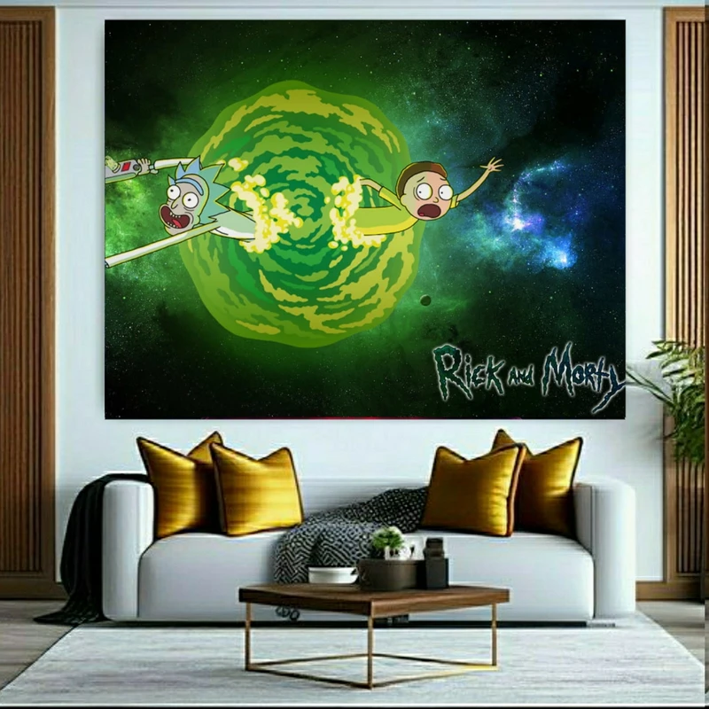 پوستر طرح مخمل انیمیشن مدل ریک و مورتی(1) کد FP105005
