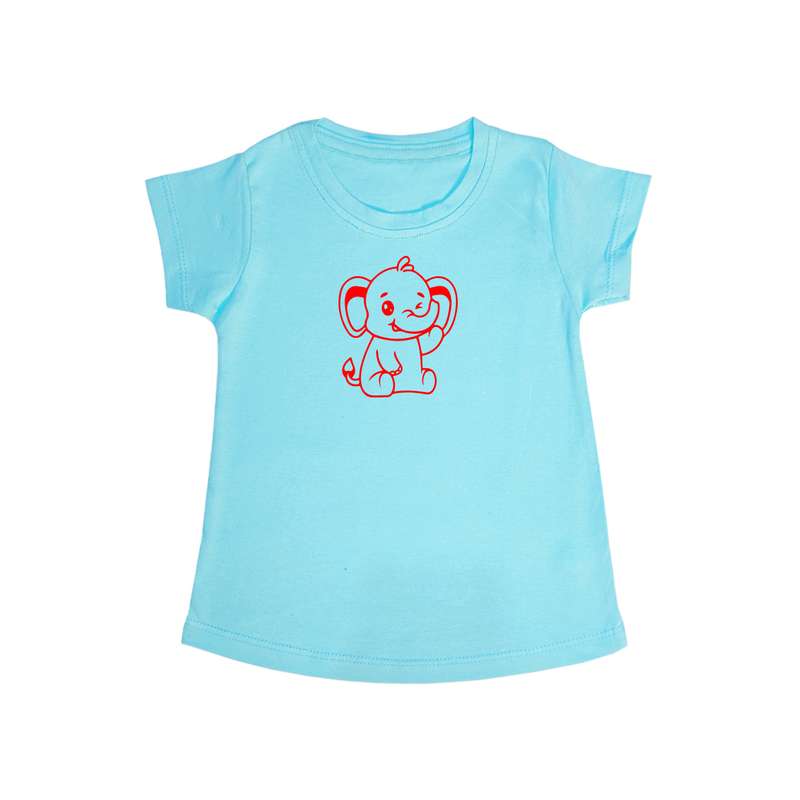 تی شرت آستین کوتاه دخترانه مدل بچه فیل Red02