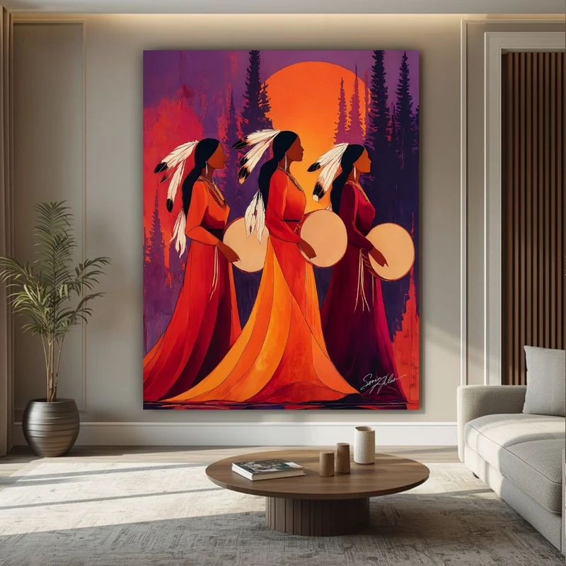 پوستر پارچه ای طرح مخمل  نقاشی مدل سرخپوست کد BK58113