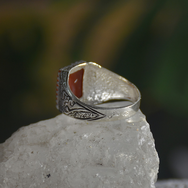 انگشتر نقره مردانه نقره جات لطفی مدل عقیق کد ANMS05E01