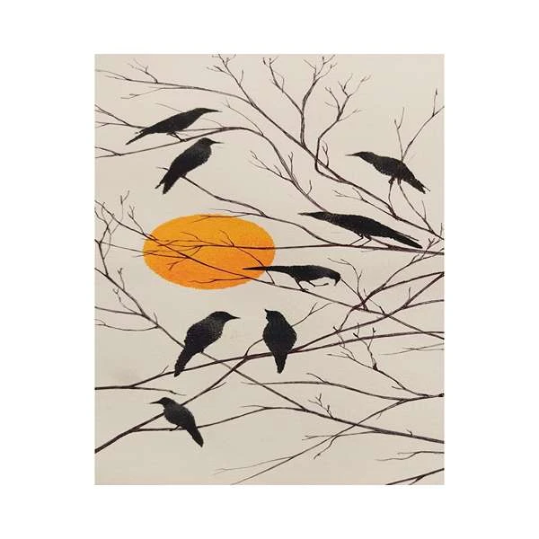 تابلو شاسی طرح پرندگان روی درخت کد 12