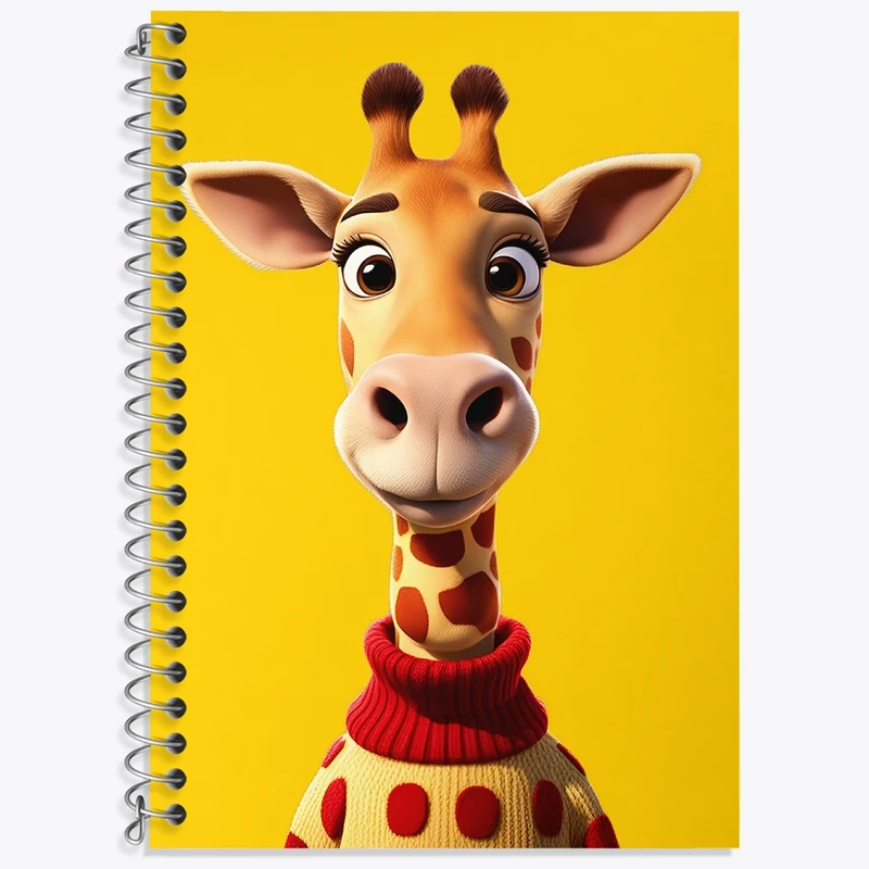 دفتر زبان 50 برگ خندالو مدل دو خط طرح زرافه بامزه  کد N1618