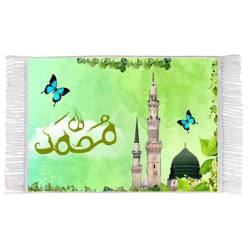 فرش ماشینی دیوارکوب اطلس آبی مدل محمد کد T4076