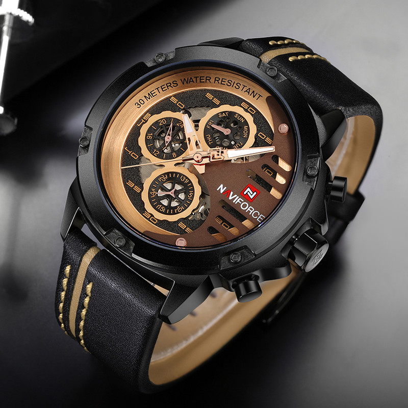 ساعت مچی عقربه‌ای مردانه نیوی فورس مدل NF9110 BRGBN