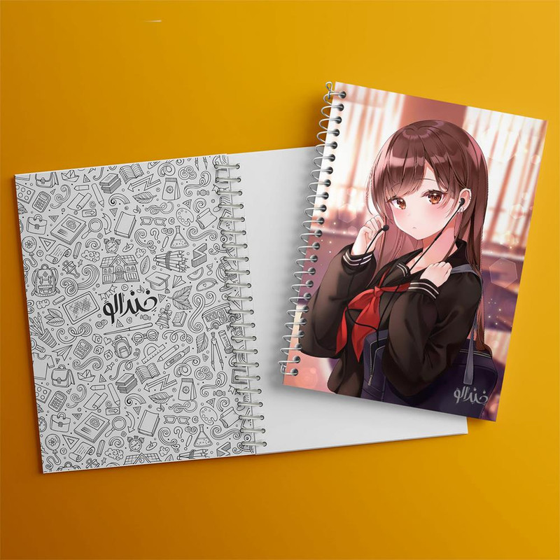 دفتر مشق 100 برگ خندالو طرح دختر انیمه ای کد 18107