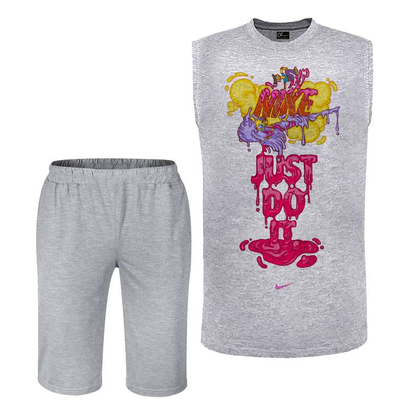 ست تاپ و شلوارک مردانه مدل B32 رنگ طوسی