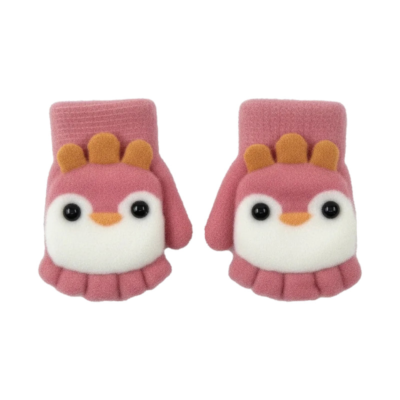 دستکش بافتنی دخترانه مدل عروسکی کد 2067