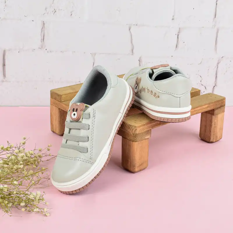 کفش راحتی  مدل تدی خرسی  بند کشی کد GRY.3598