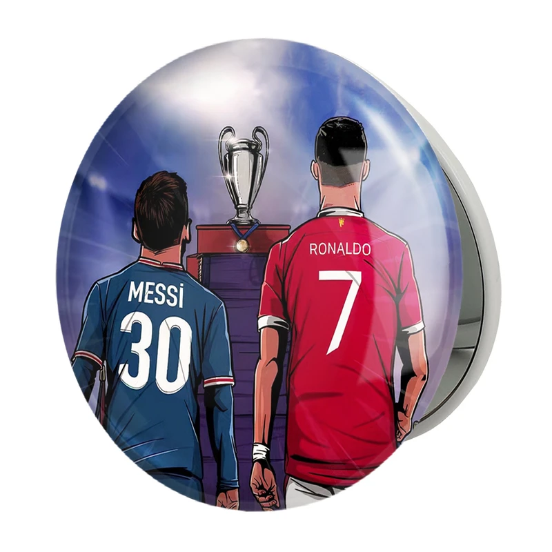 آینه جیبی خندالو طرح کریستیانو رونالدو و لیونل مسی مدل تاشو کد 14002 