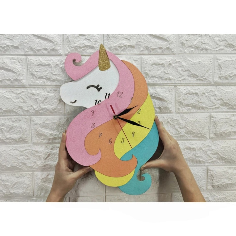 ساعت دیواری کودک مدل اسب تک شاخ یونیکورن کد 1