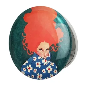 آینه جیبی خندالو طرح دخترونه مدل تاشو کد 6140 