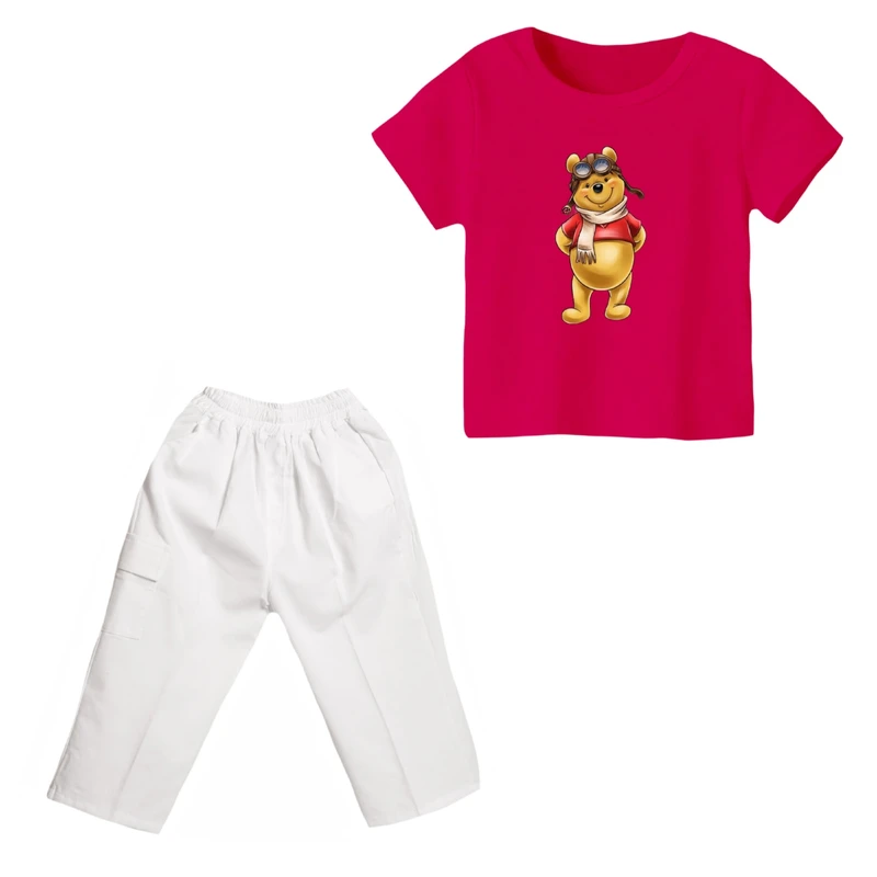 ست تی شرت و شلوارک دخترانه مدل پو کد ۹