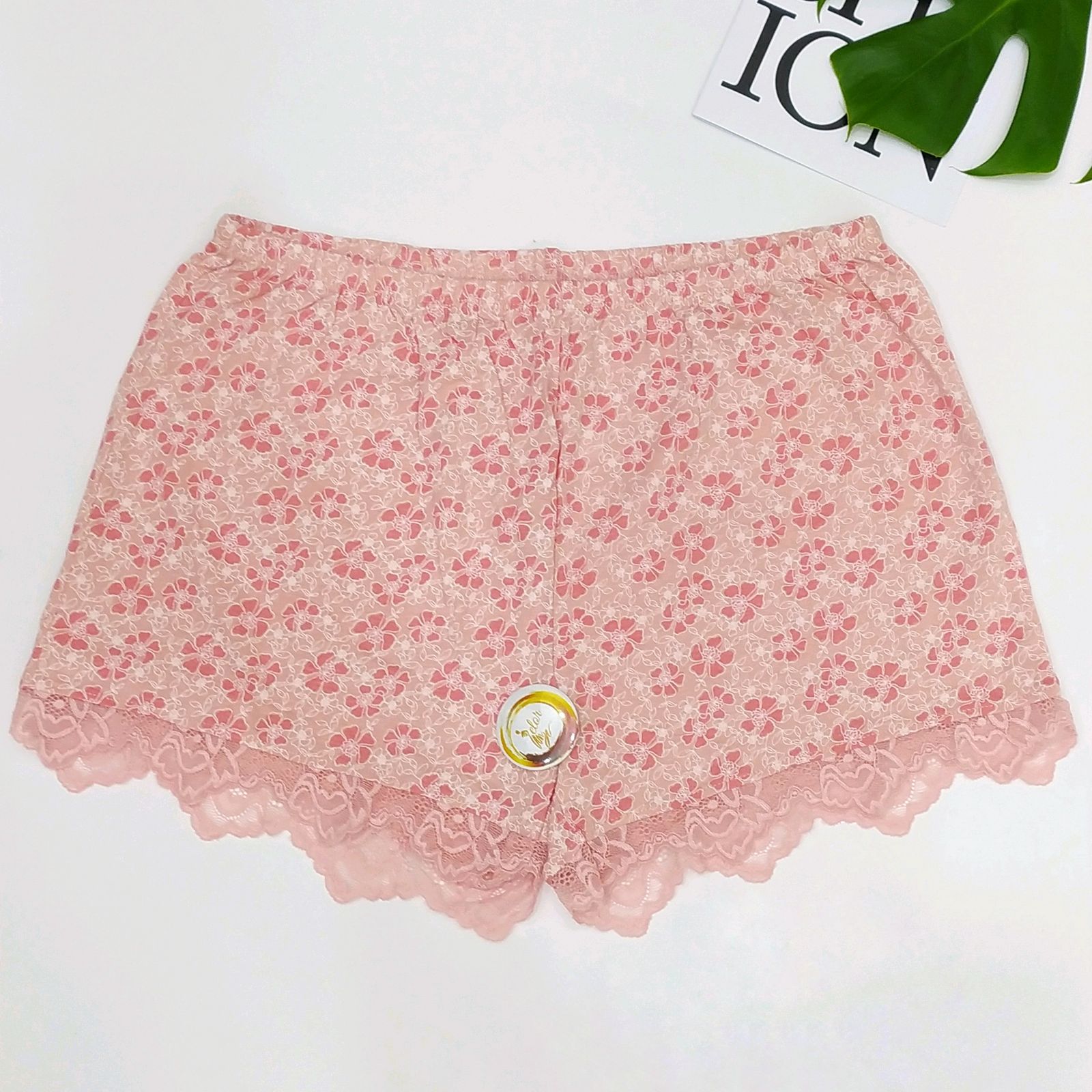 ست تی شرت و شلوارک زنانه اسمارا مدل نخی طرح گل پایین توردار -  - 9