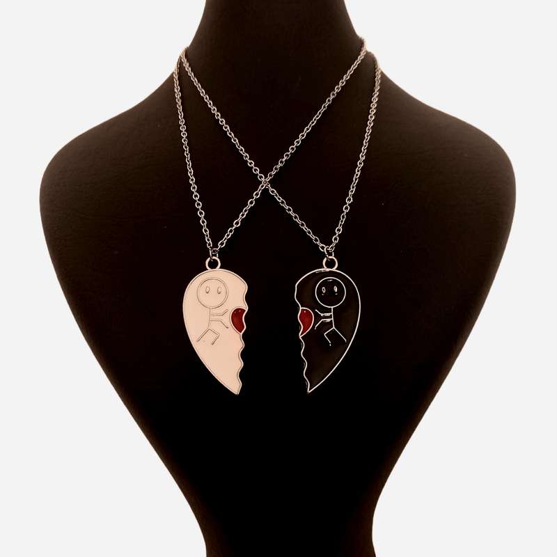 گردنبند دخترانه مدل دوستی قلب مکمل بسته 2 عددی گردنبند دخترانه مدل دوستی قلب مکمل بسته 2 عددی