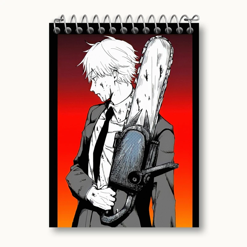 دفتر یادداشت 50 برگ خندالو مدل دنجی انیمه مرد اره ای Chainsaw Man کد 17889