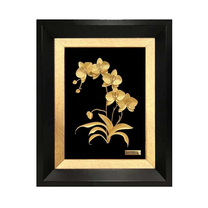 تابلو طلا کوب مارک گلد طرح گل ارکیده