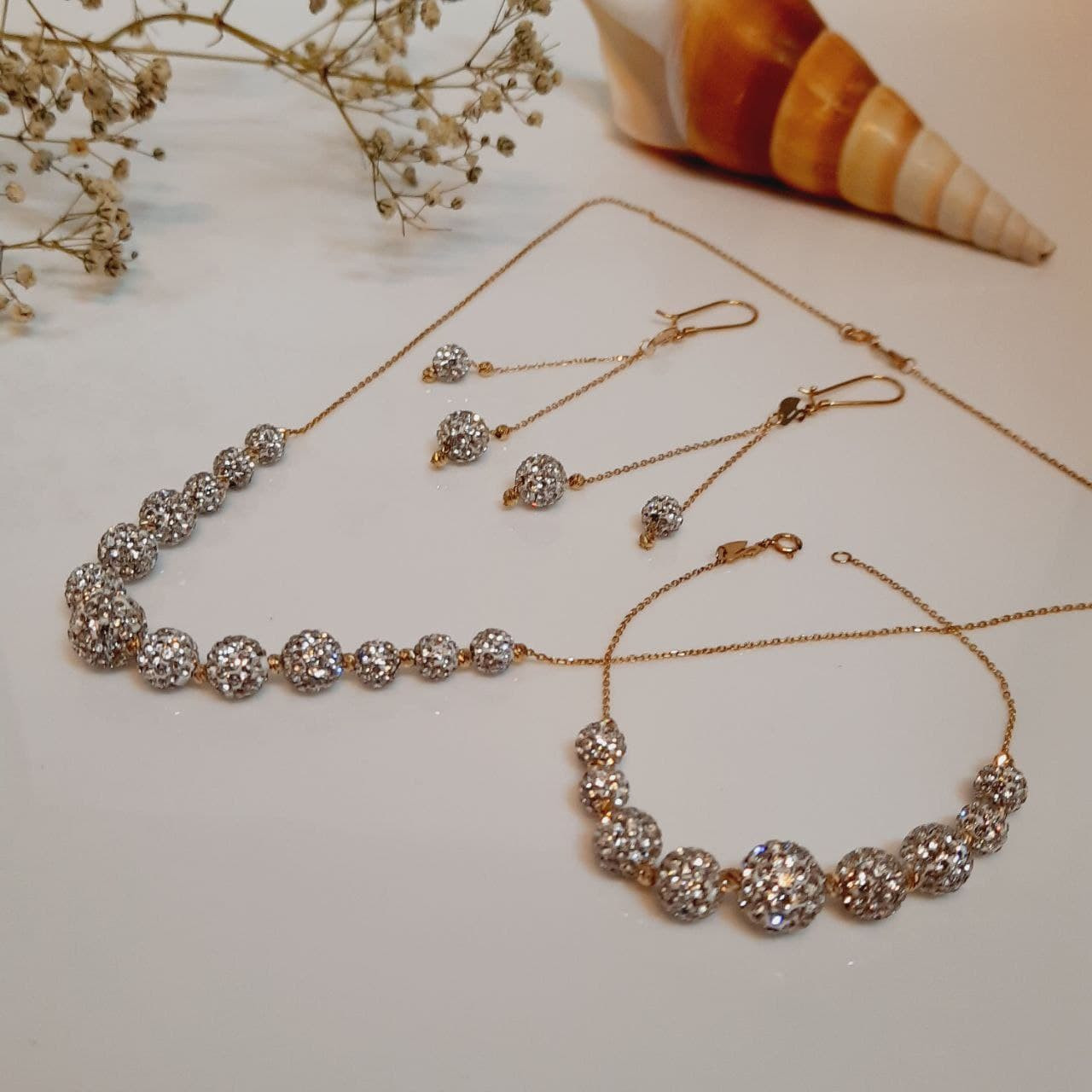 نیم ست طلا 18 عیار زنانه گالری یارطلا کد SRSWW01