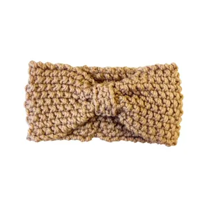 هدبند بافتنی نوزادی مدل پاپیون BEIGE