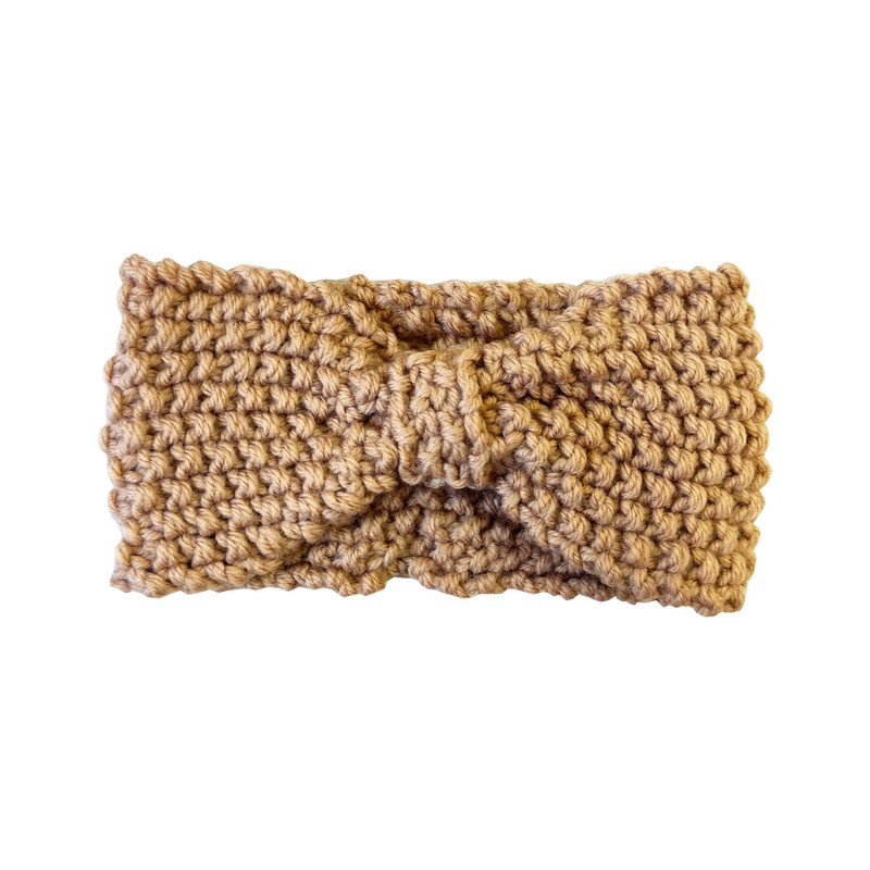 هدبند بافتنی نوزادی مدل پاپیون BEIGE