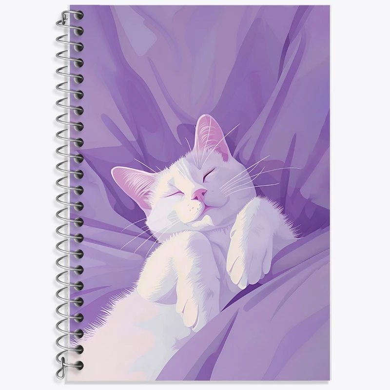 دفتر نت موسیقی 50 برگ خندالو طرح گربه و رنگ بنفش کد F7288