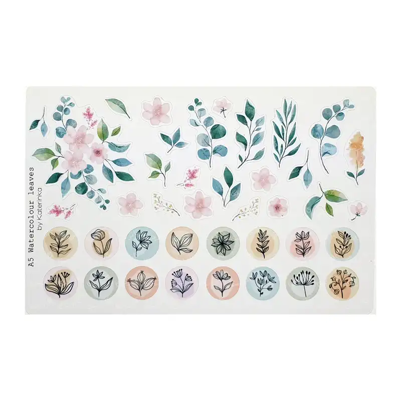 برچسب کاترینکا طرح برش خورده بولت ژورنال و اسکرپ بوک مدل A5 Watercolour leaves