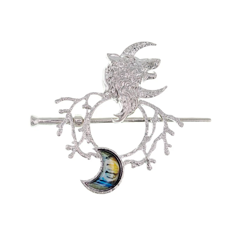 گیره مو کانزاشی زنانه برانت طرح ماه و گرگ وایکینگ