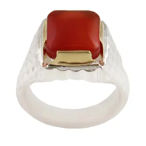 انگشتر نقره مردانه بازرگانی میلادی مدل سنگ عقیق یمنی کهنه رکاب دست ساز کد AM_1769