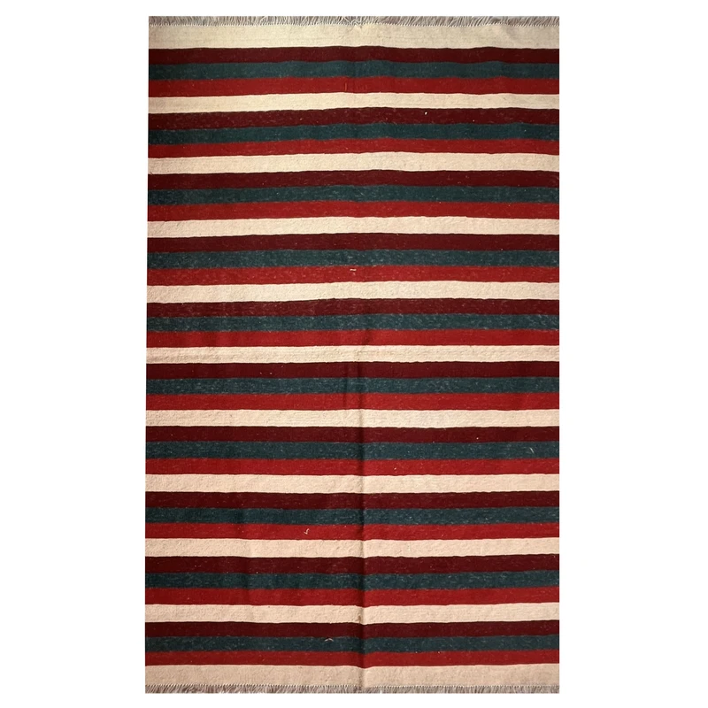 گلیم دستبافت سه متری مدل قشقایی  کد NKP.RJ77 زمینه کرم