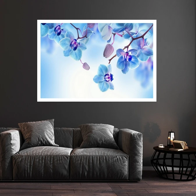 تابلو بکلیت طرح طبیعت و گل ارکیده مدل قاب شاسی W-s8654