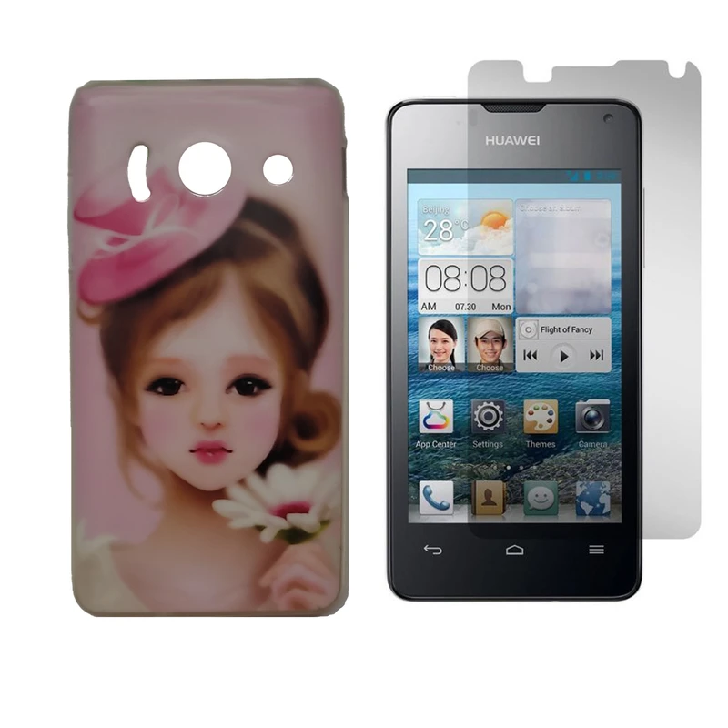 کاور طرح دختر کد 01 مناسب برای گوشی موبایل هوآوی Ascend Y300 به همراه محافظ صفحه نمایش