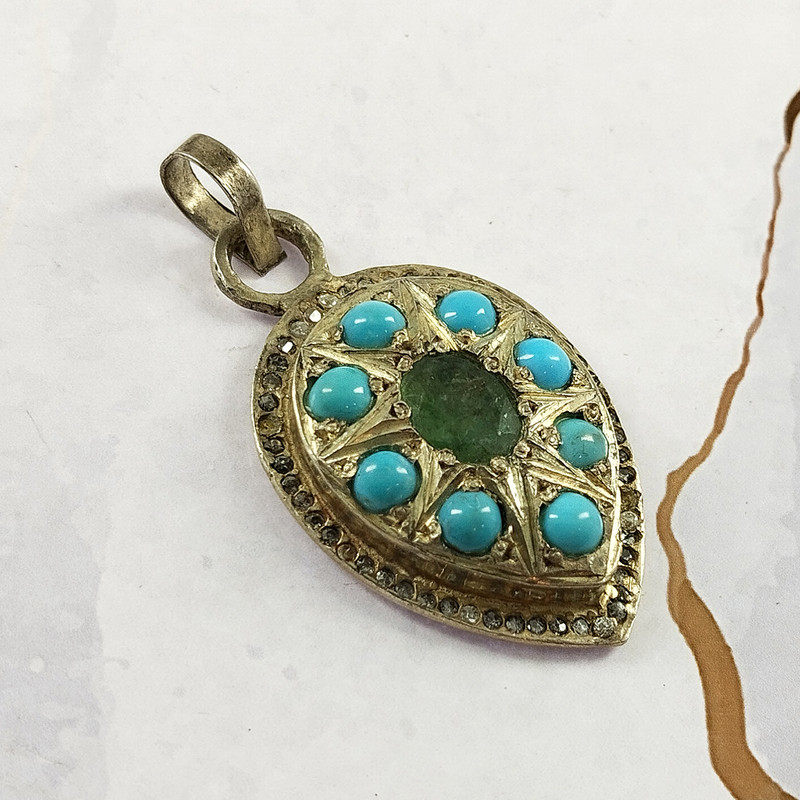 آویز گردنبند نقره زنانه سلین کالا مدل فیروزه کد 109