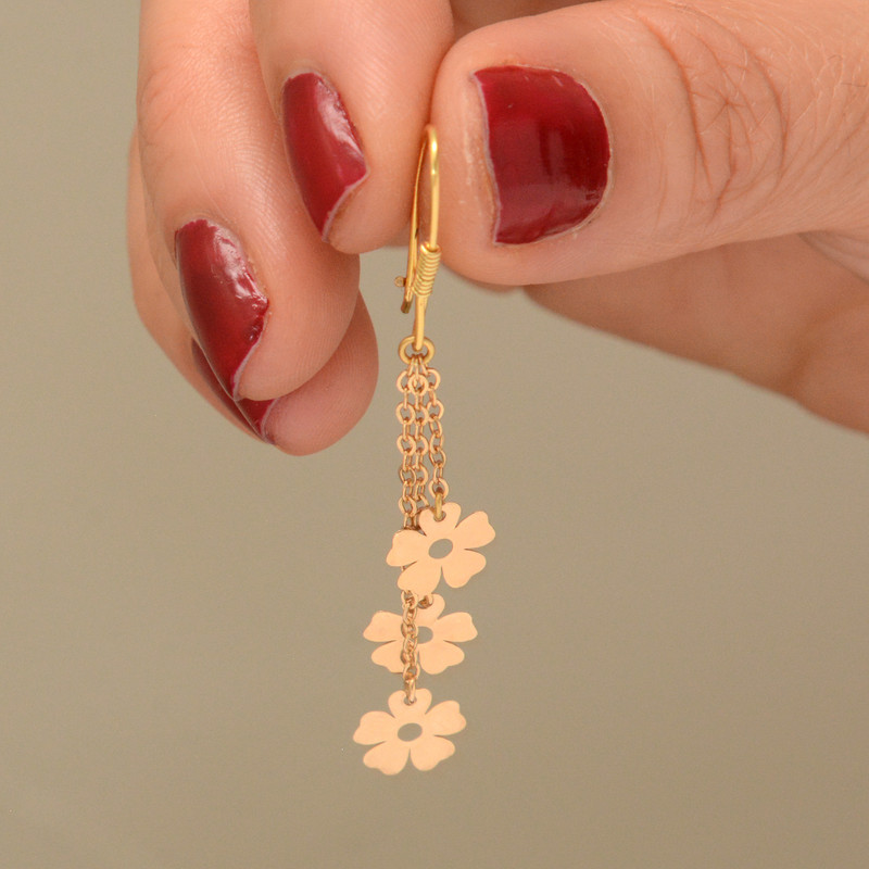 گوشواره طلا 18 عیار زنانه طلای مستجابی مدل گل کد 3