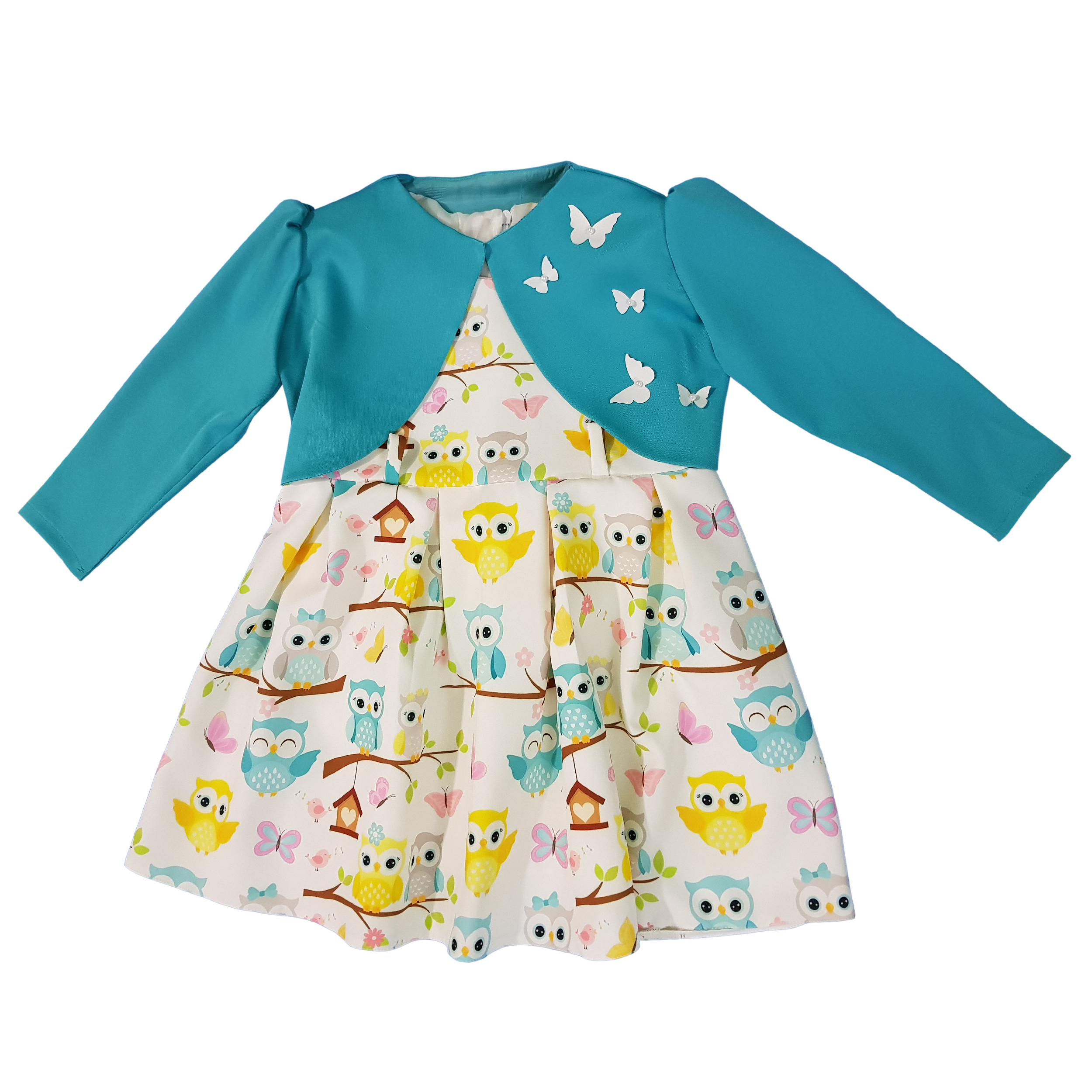 ست کت و پیراهن دخترانه مدل جغد کد san