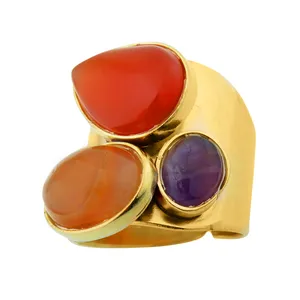 انگشتر زنانه گالری عزیزی مدل چند سنگ کد 14839