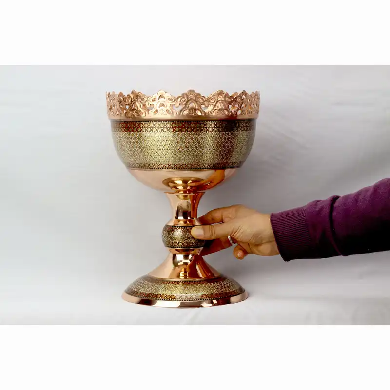 آجیل خوری خاتم کاری مسی مدل شاهکار کدag100