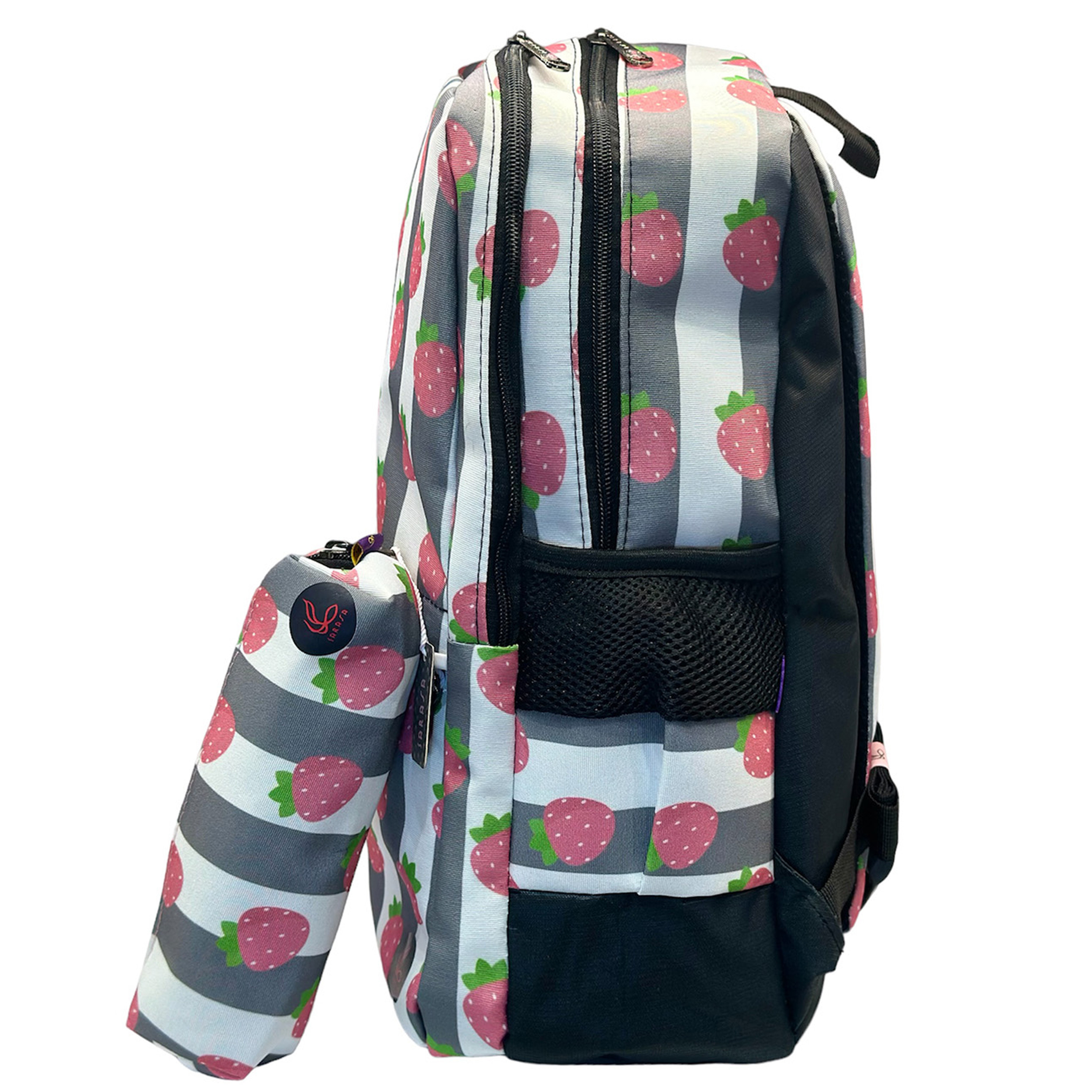 کوله پشتی ساراسا طرح توت فرنگی مدل 02 به همراه جامدادی