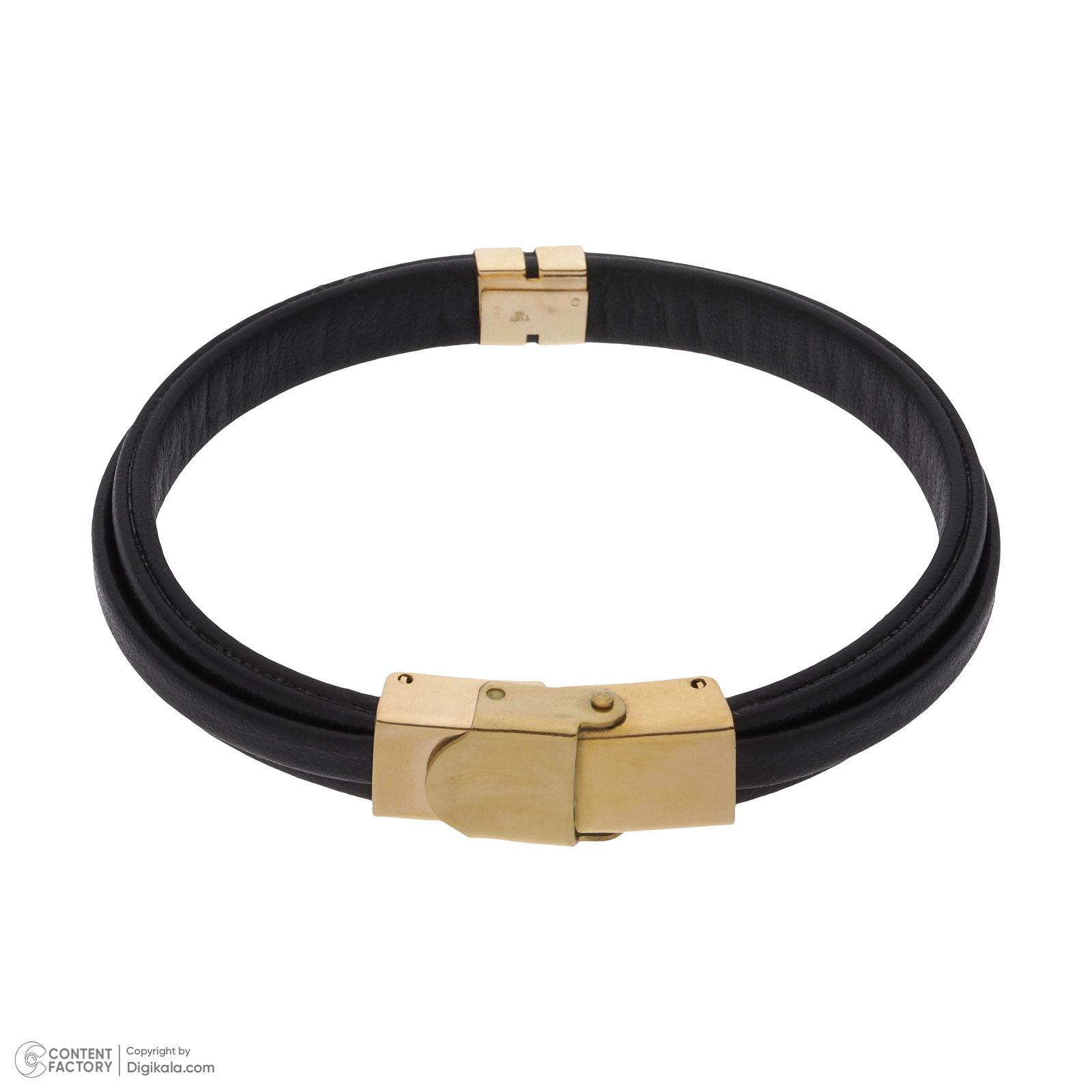 دستبند طلا 18 عیار مردانه با بند چرمی بان گالری مدل لئو -  - 4