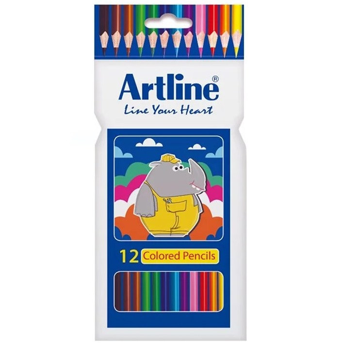 مداد رنگی 12 رنگ  آرت لاین مدل توکا به همراه پاک کن و تراش مجموعه 14 عددی