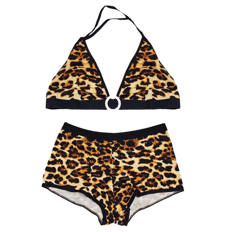 ست شورت و سوتین زنانه مدل پادار پلنگی