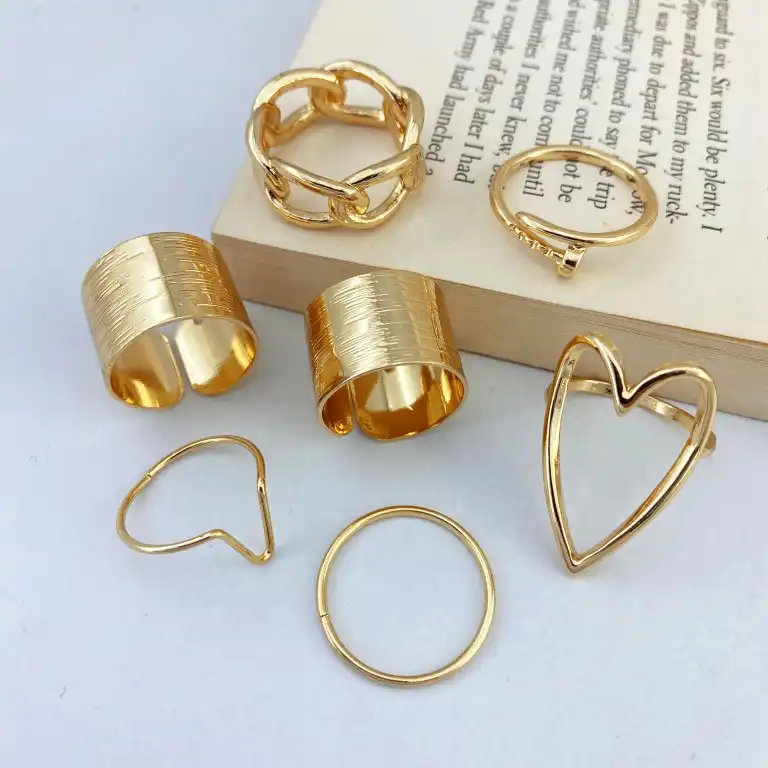 انگشتر زنانه مدل قلب کد R4175 مجموعه 7 عددی