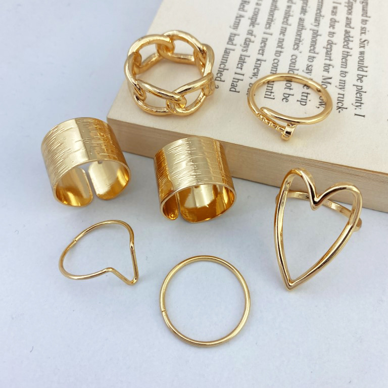 انگشتر زنانه مدل قلب کد R4175 مجموعه 7 عددی