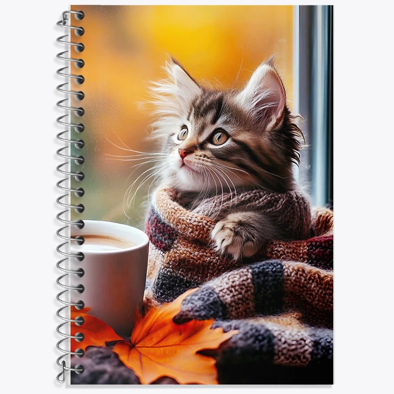 دفتر زبان 50 برگ خندالو مدل دو خط طرح گربه بامزه کد F5868