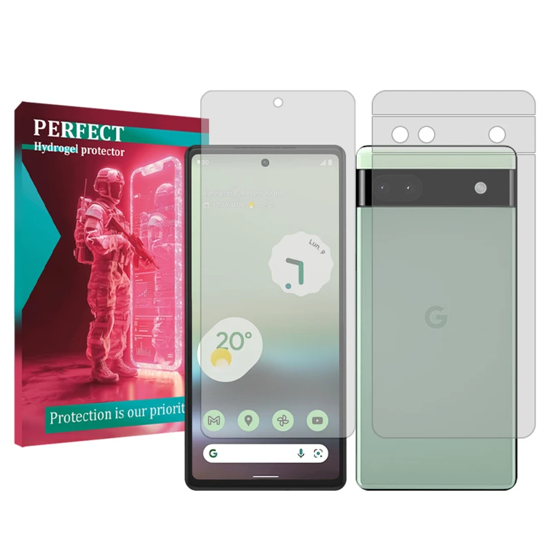 محافظ صفحه نمایش شفاف پرفکت مناسب برای گوشی موبایل گوگل Pixel 6a به همراه محافظ پشت گوشی