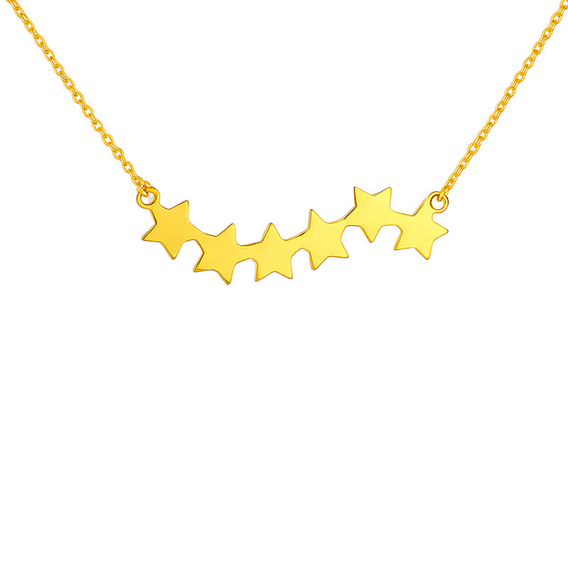 گردنبند طلا 18 عیار زنانه با زنجیر حلقهای (فلامینگو) گالری قو طلایی مدل پنج ستاره